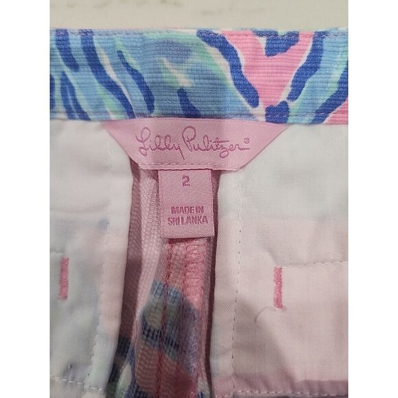 Lilly Pulitzer Adie Shorts in Pink & Blue Seashell Pattern Beach Women's 2 - Picture 6 of 8